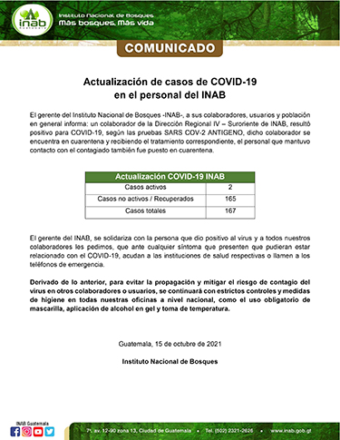 Comunicado INAB COVID 45 CASO